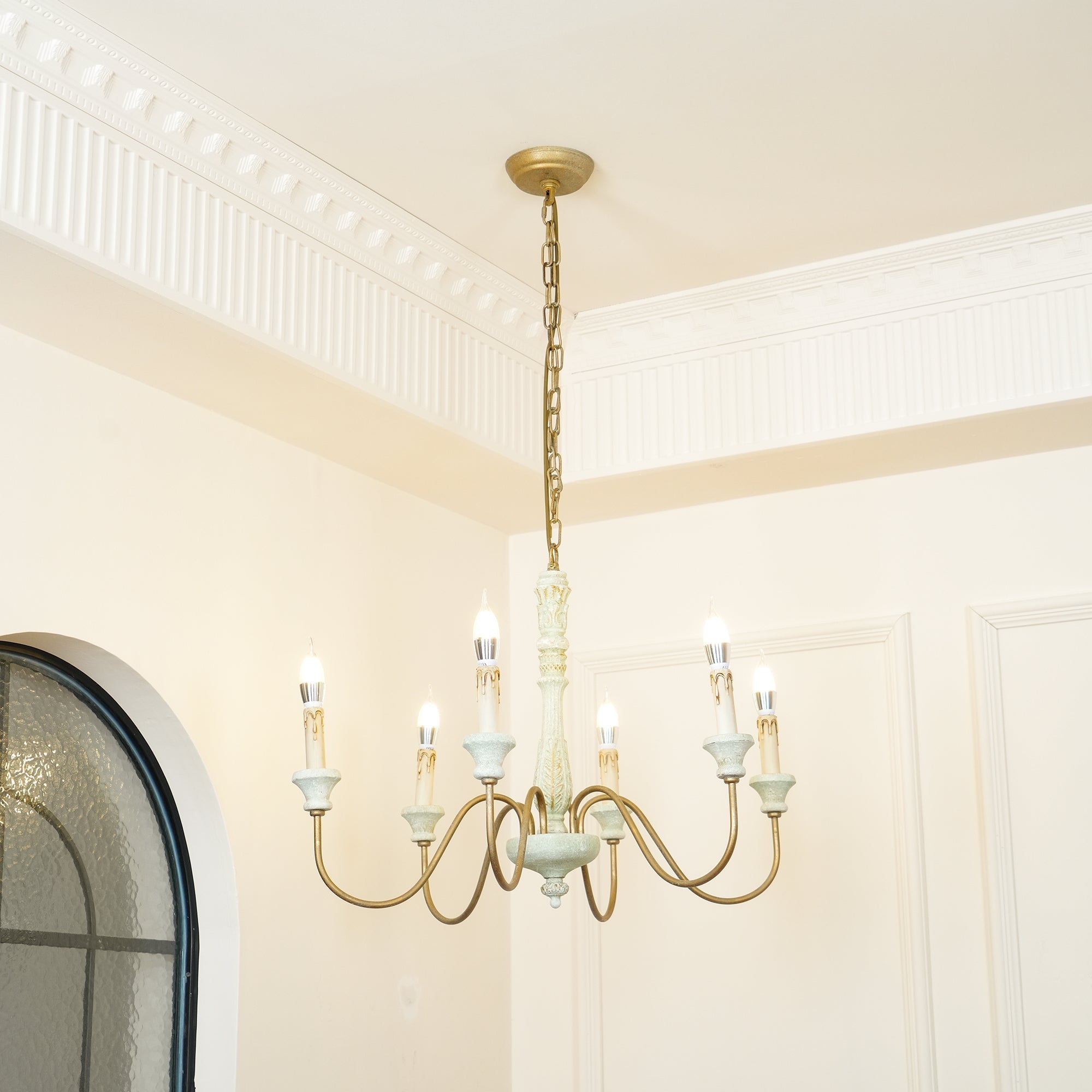 Ljomuvyi Traditional Farmhouse Metal Wood Chandelier - Lamp Copper