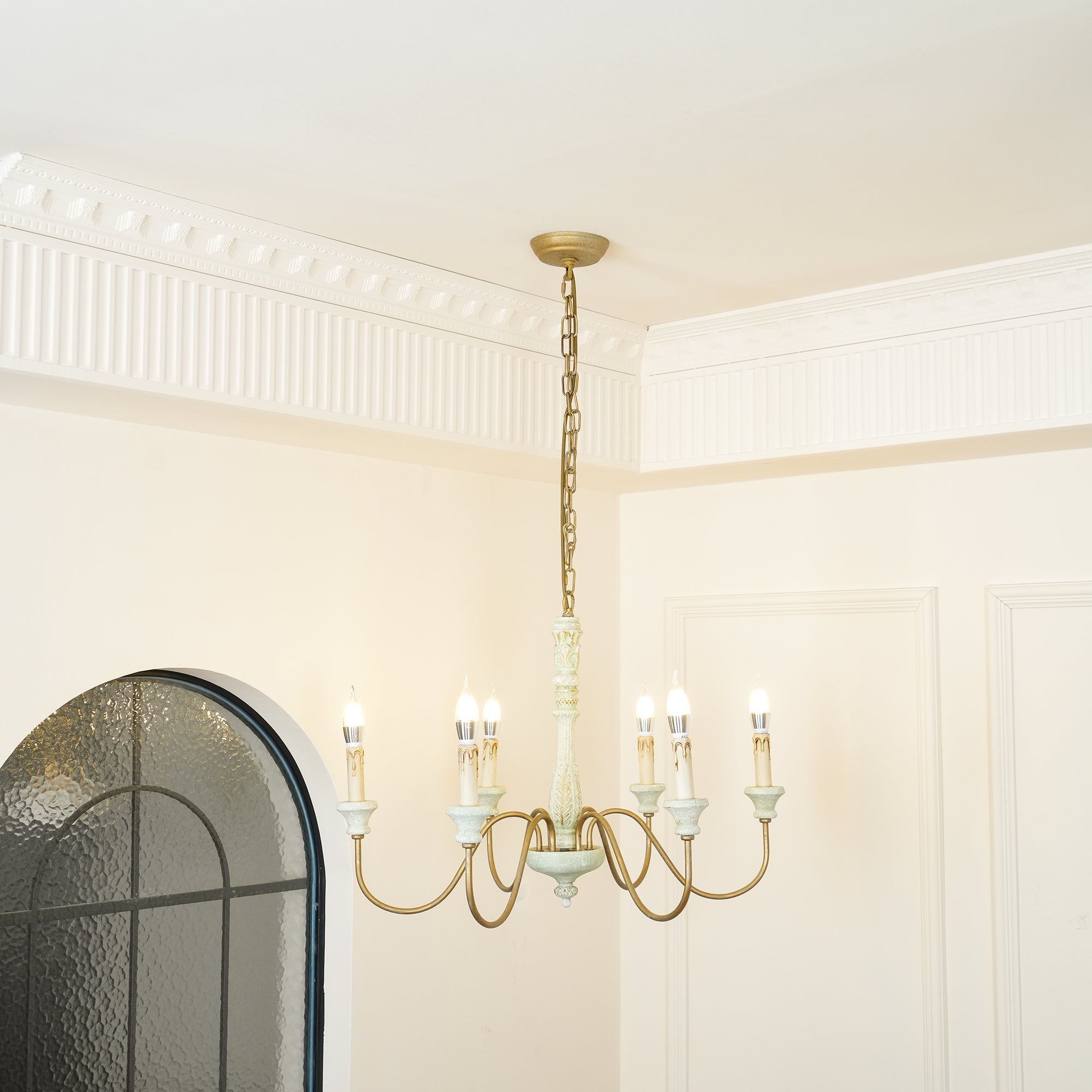Ljomuvyi Traditional Farmhouse Metal Wood Chandelier - Lamp Copper