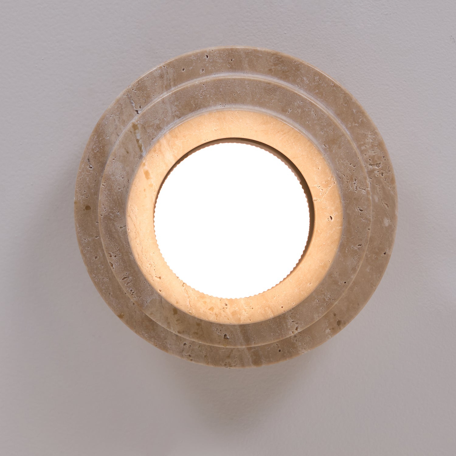 Zadoraris Tiered-Disc Travertine Ceiling Light - Letslighting