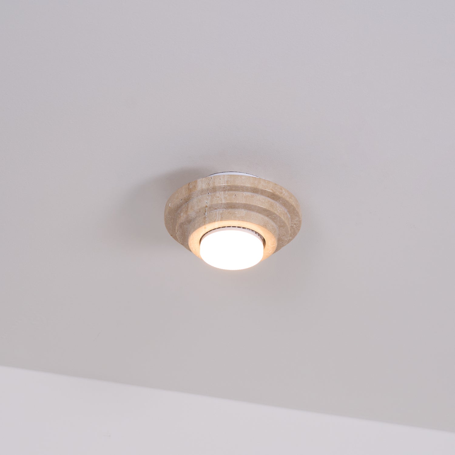 Zadoraris Tiered-Disc Travertine Ceiling Light - Letslighting