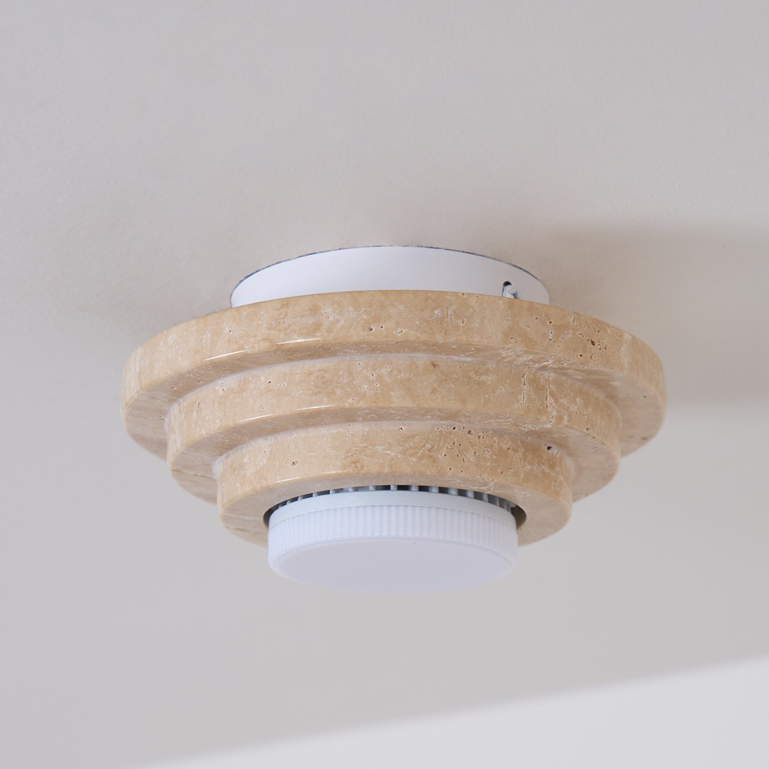 Zadoraris Tiered-Disc Travertine Ceiling Light - Letslighting
