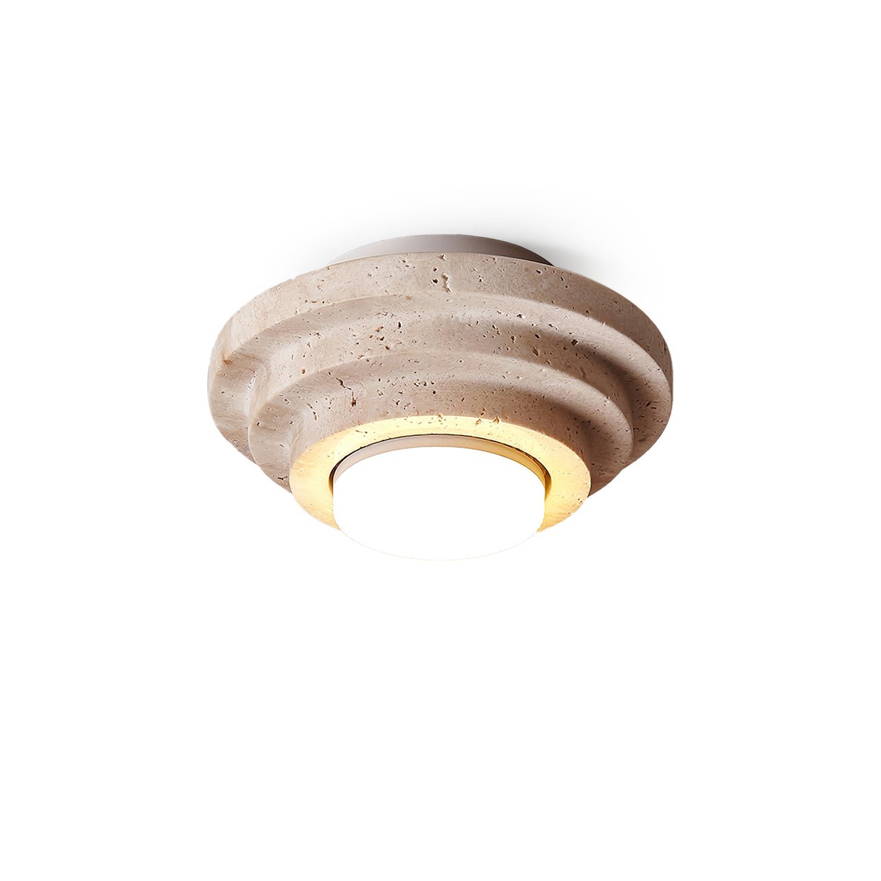 Zadoraris Tiered-Disc Travertine Ceiling Light - Letslighting