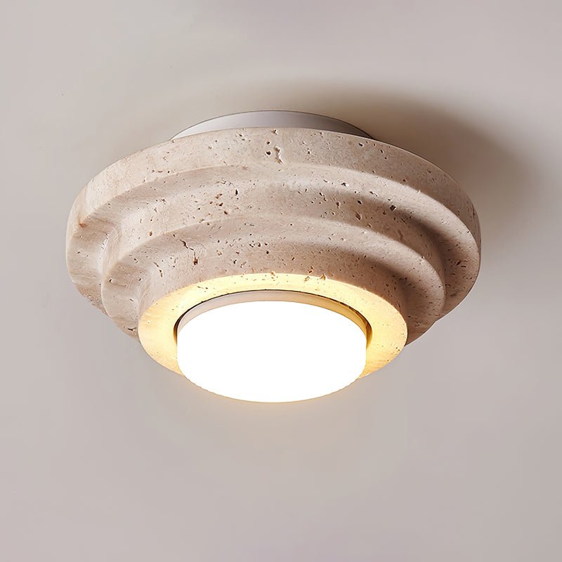 Zadoraris Tiered-Disc Travertine Ceiling Light - Letslighting