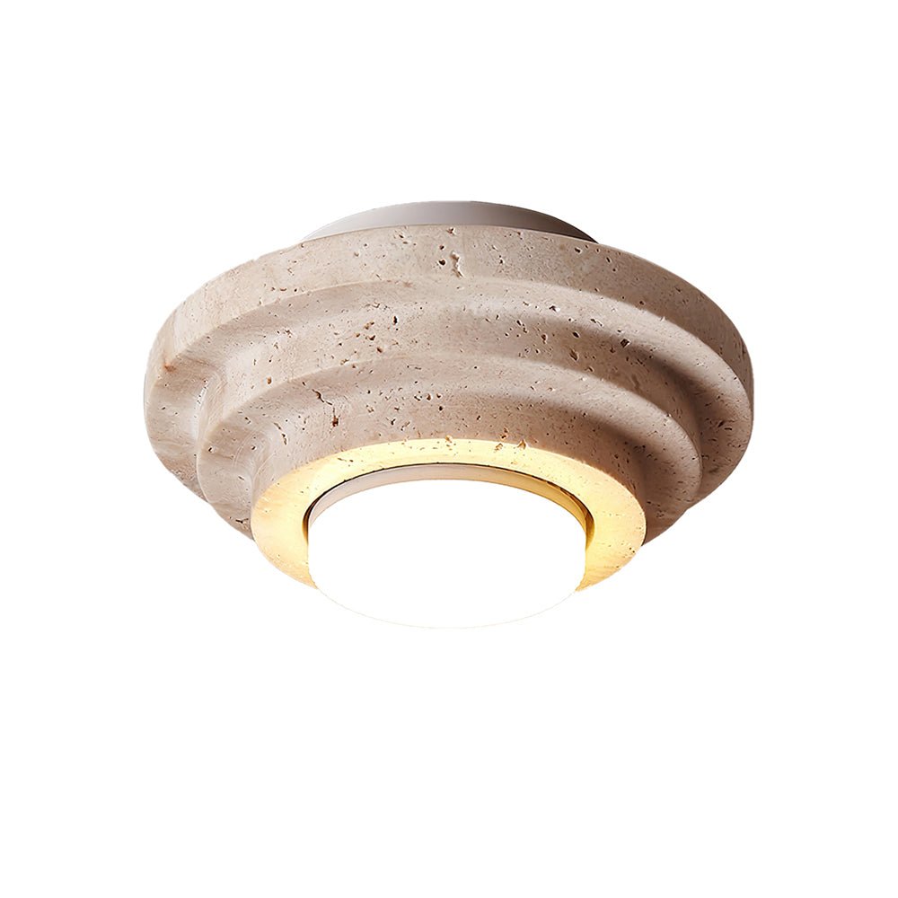 Zadoraris Tiered-Disc Travertine Ceiling Light - Letslighting