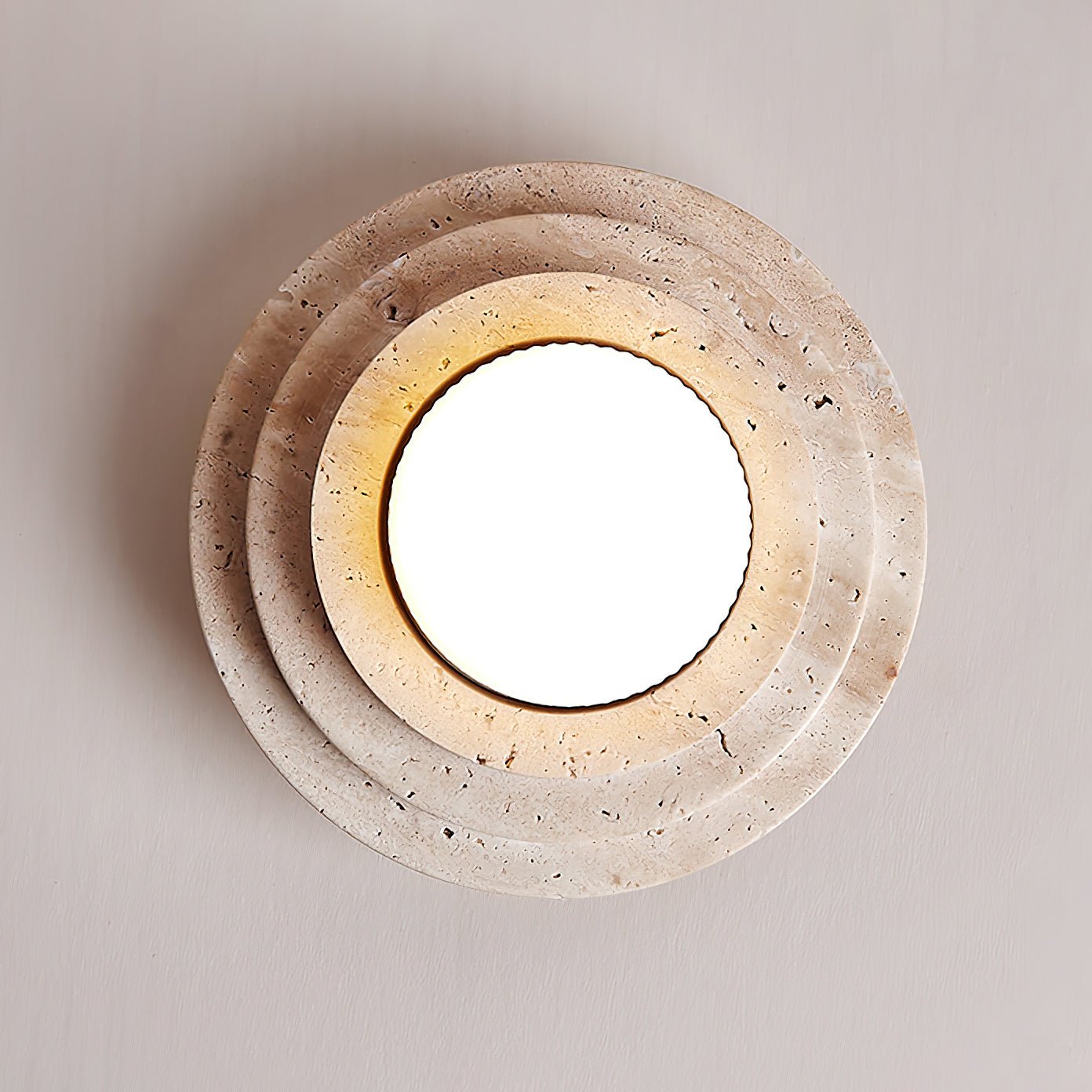 Zadoraris Tiered-Disc Travertine Ceiling Light - Letslighting
