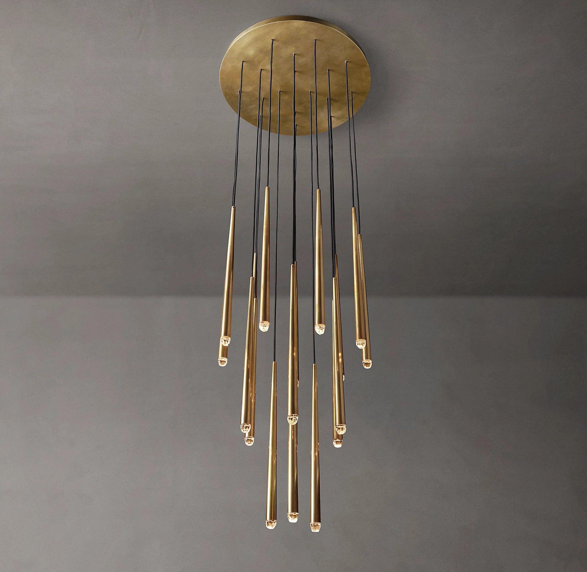 Chandelier Crystal Shade Brass Blackened Silver Luxe Minimalistic - Letslighting