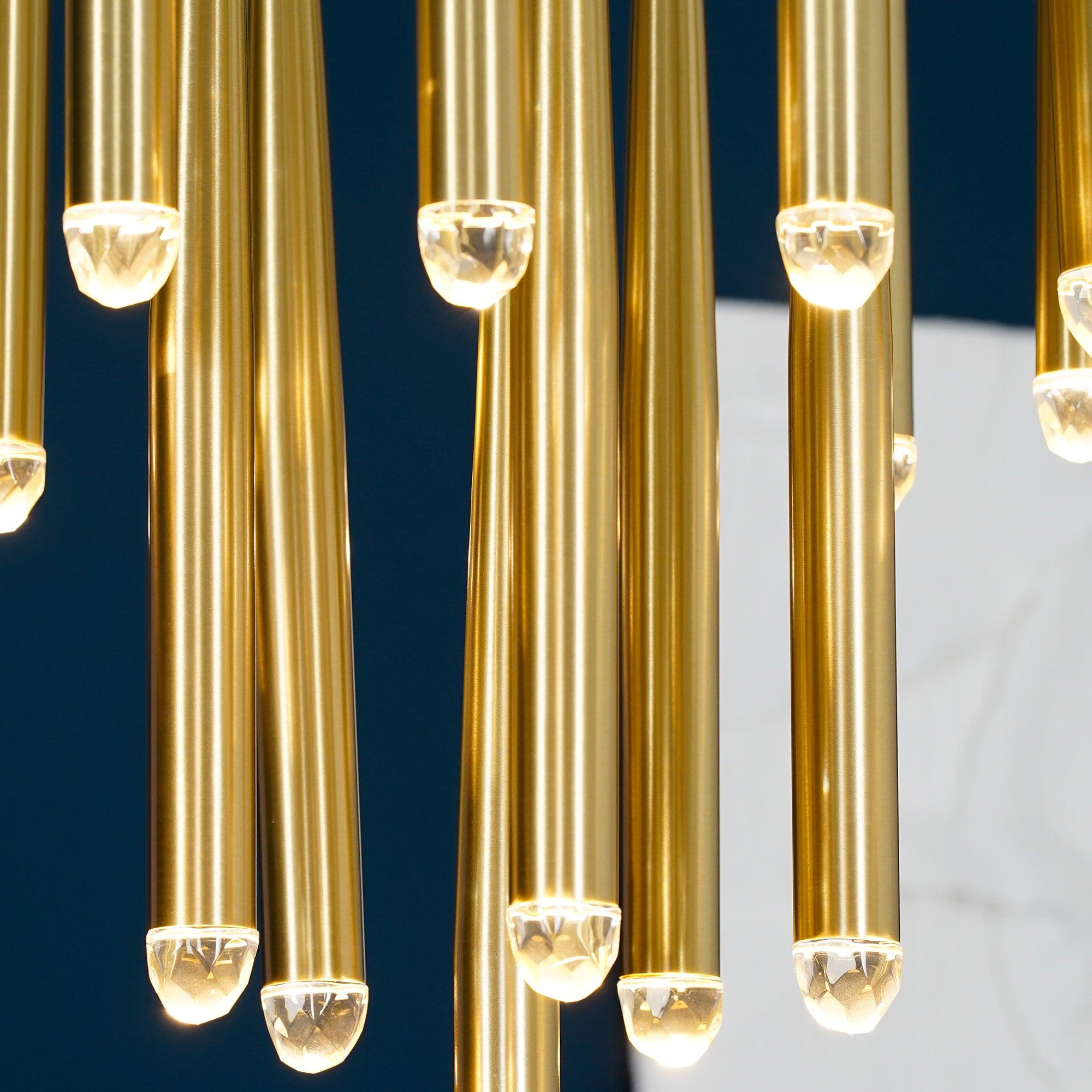 Chandelier Crystal Shade Brass Blackened Silver Luxe Minimalistic - Letslighting