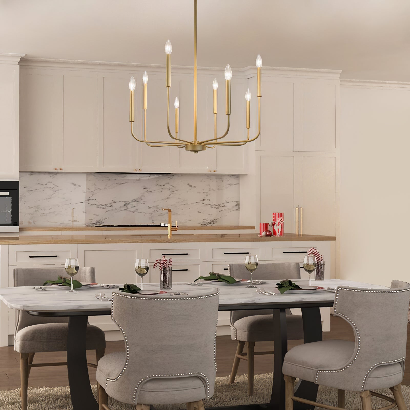 Ulfuvys Modern Candle Industrial Metal Chandelier - Lamp Copper