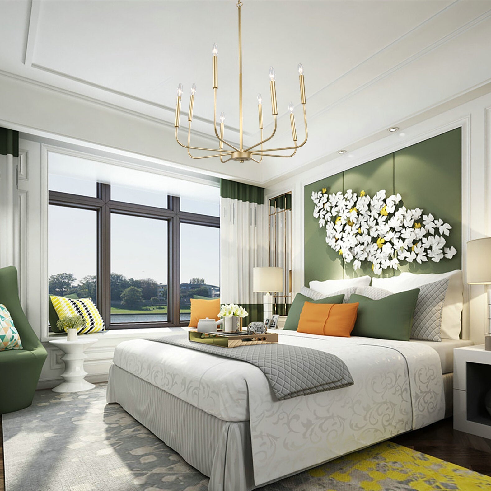 Ulfuvys Modern Candle Industrial Metal Chandelier - Lamp Copper