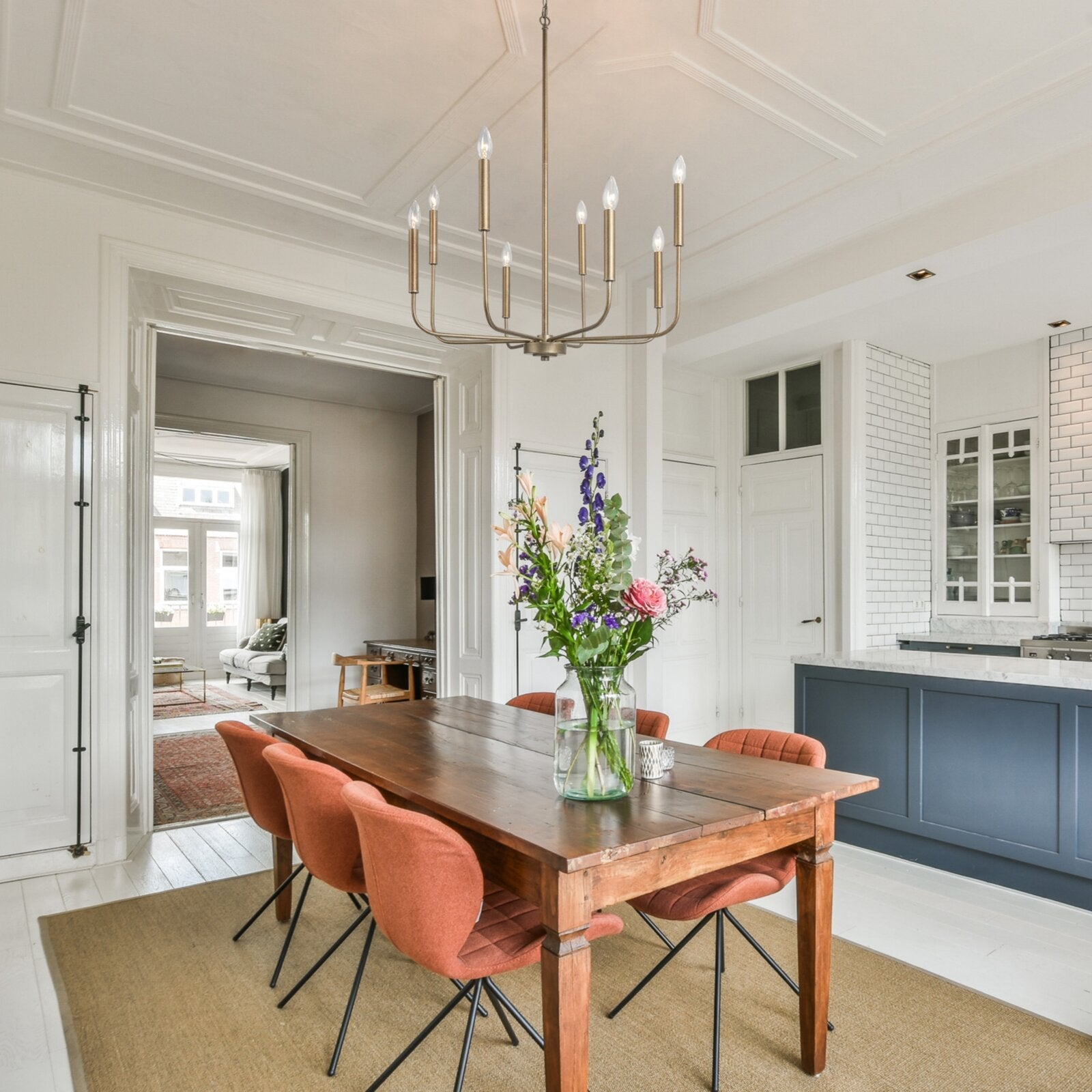 Ulfuvys Modern Candle Industrial Metal Chandelier - Lamp Copper