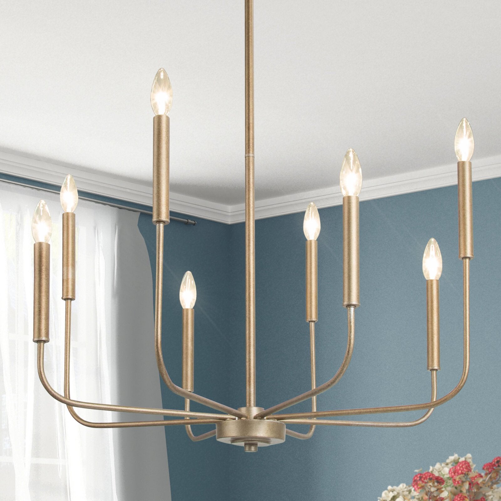 Ulfuvys Modern Candle Industrial Metal Chandelier - Lamp Copper