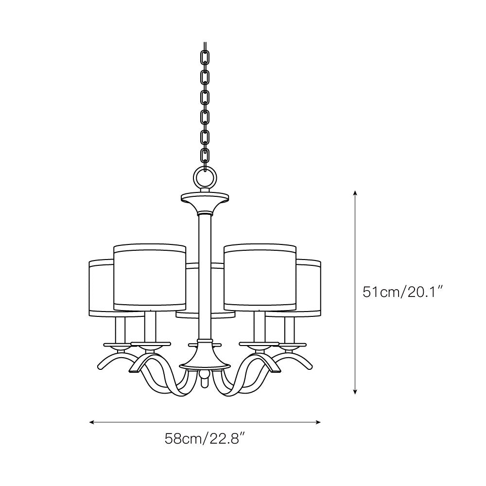 Vatnuvys Traditional Premium Brass Fabric Metal Chandelier - Lamp Copper