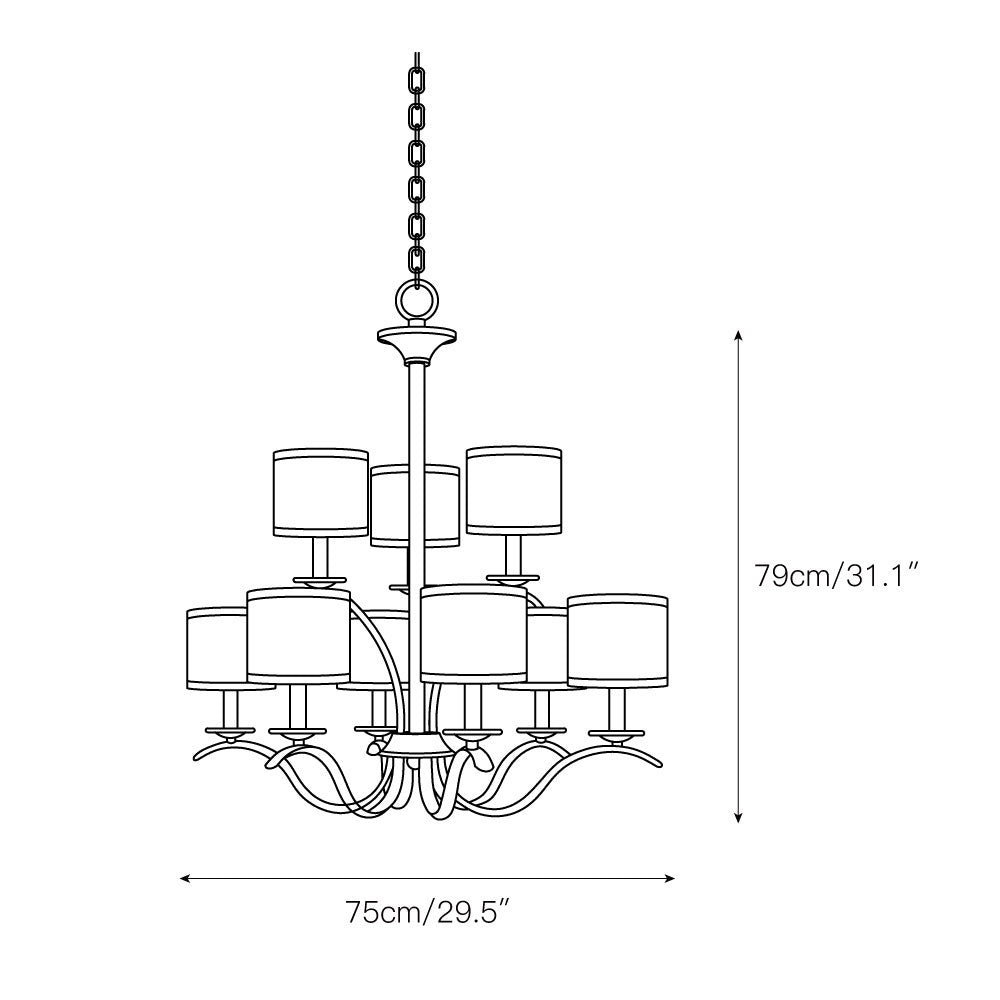 Vatnuvys Traditional Premium Brass Fabric Metal Chandelier - Lamp Copper