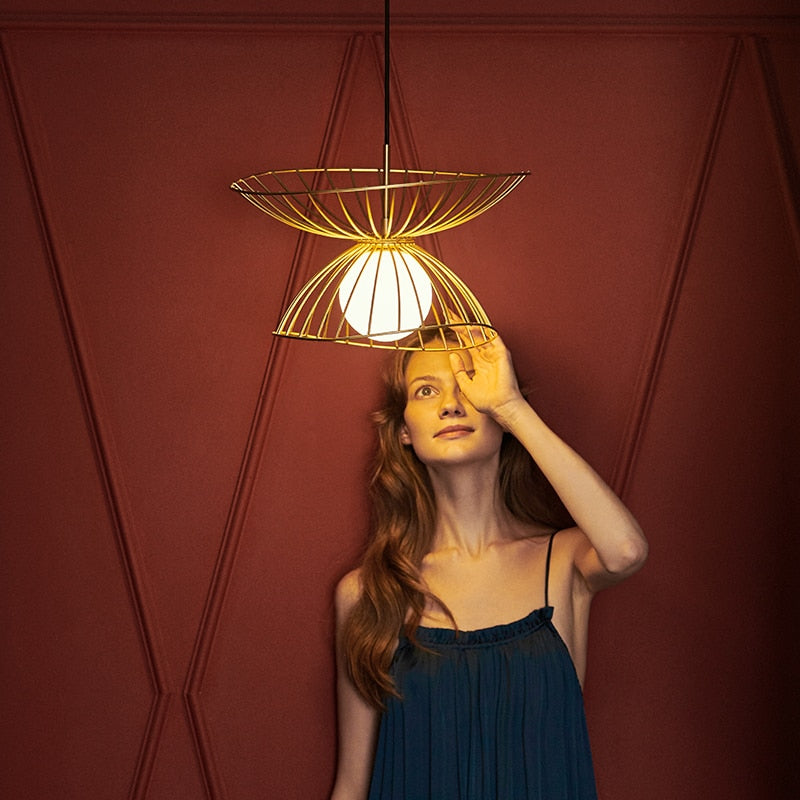 Ritta Luminaires Suspension Vertigo LED Métal Noir/Or Salle à manger