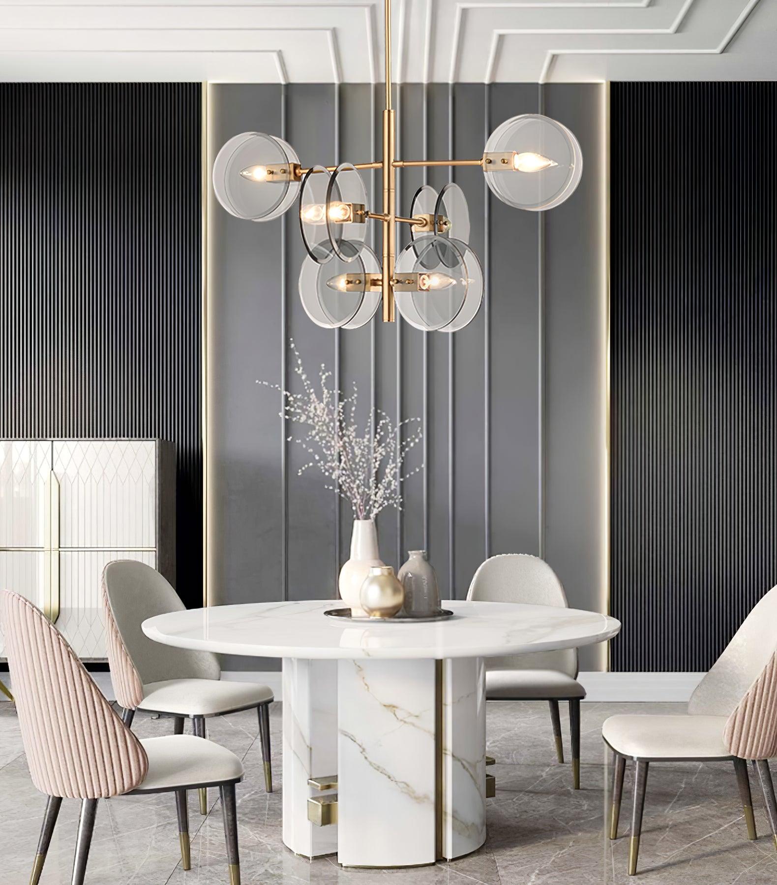 Aurora Chandelier Smoke Glass Round Layered - Blowlighting