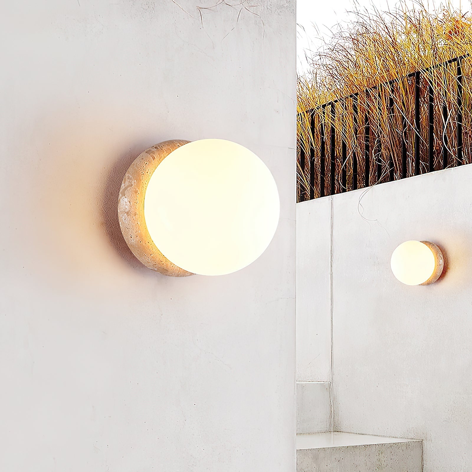 Blikuvys Modern Minimalist Travertine Glass Wall Lamp - Lamp Copper