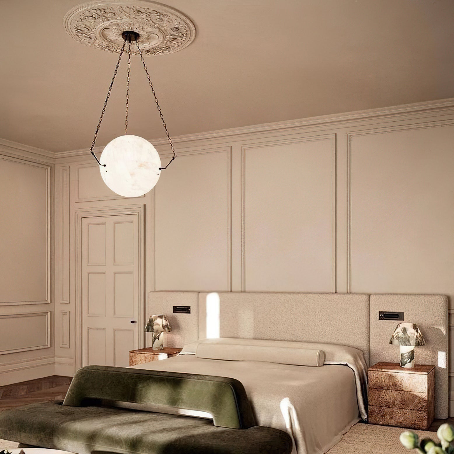 Himinuvys Modern Dimmable Minimalist Alabaster Pendant Lamp - Lamp Copper