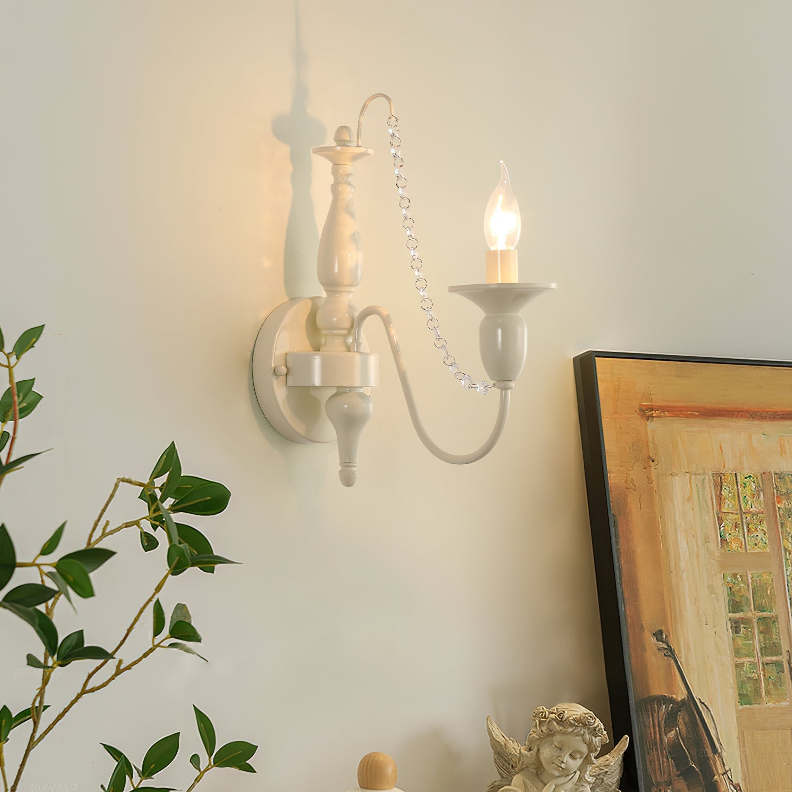 Jarnbruvys Traditional Candle Metal Crystal Wall Lamp - Lamp Copper