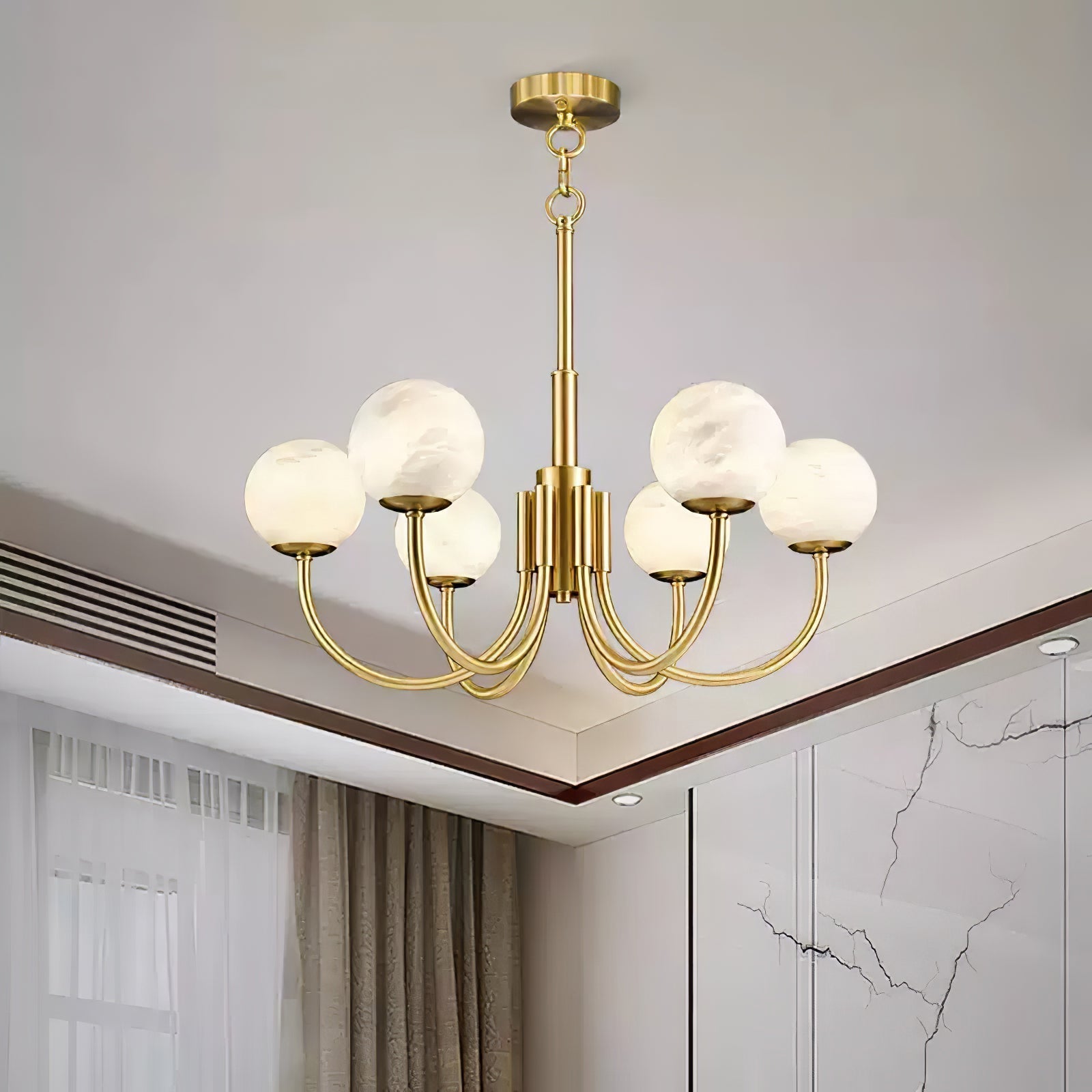 Alira Vintage Alabaster Chandelier Light - Letslighting