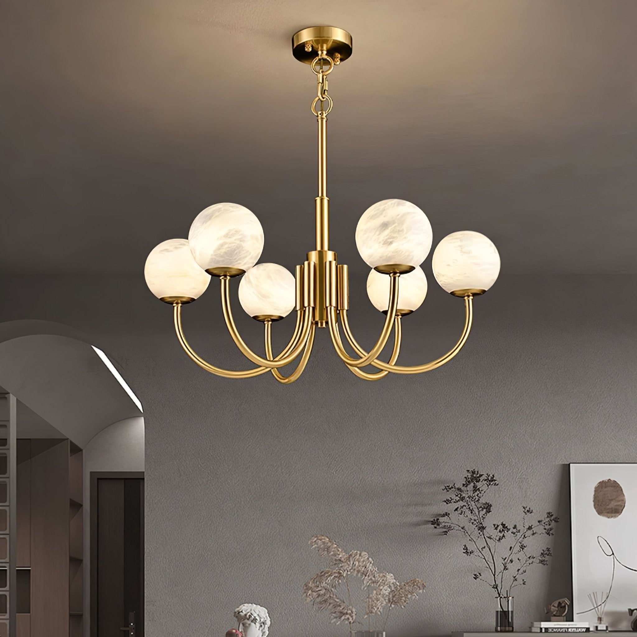 Alira Vintage Alabaster Chandelier Light - Letslighting