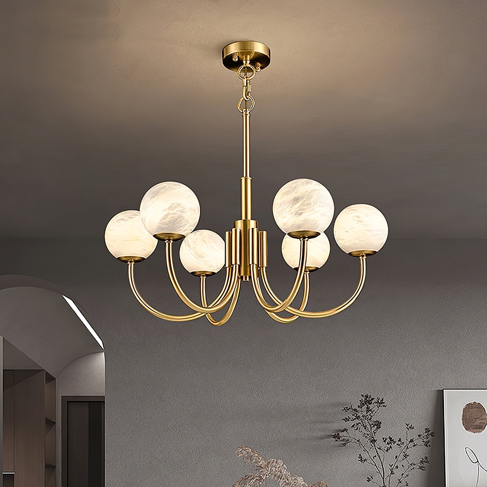 Alira Vintage Alabaster Chandelier Light - Letslighting