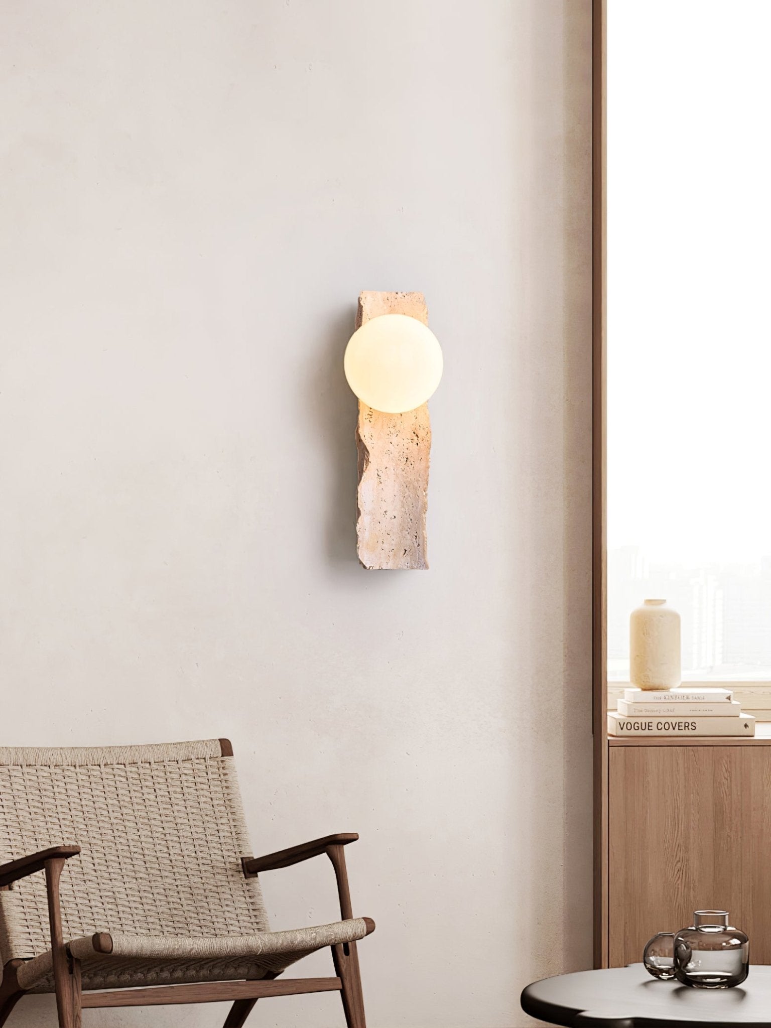 Elnoren Organic Travertine Wall Light - Letslighting