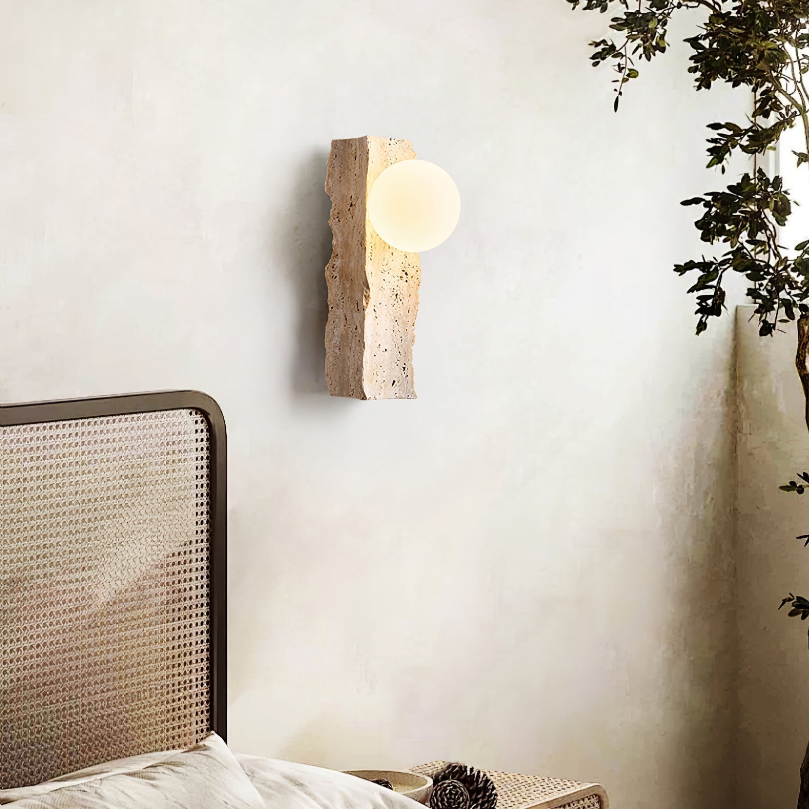 Elnoren Organic Travertine Wall Light - Letslighting