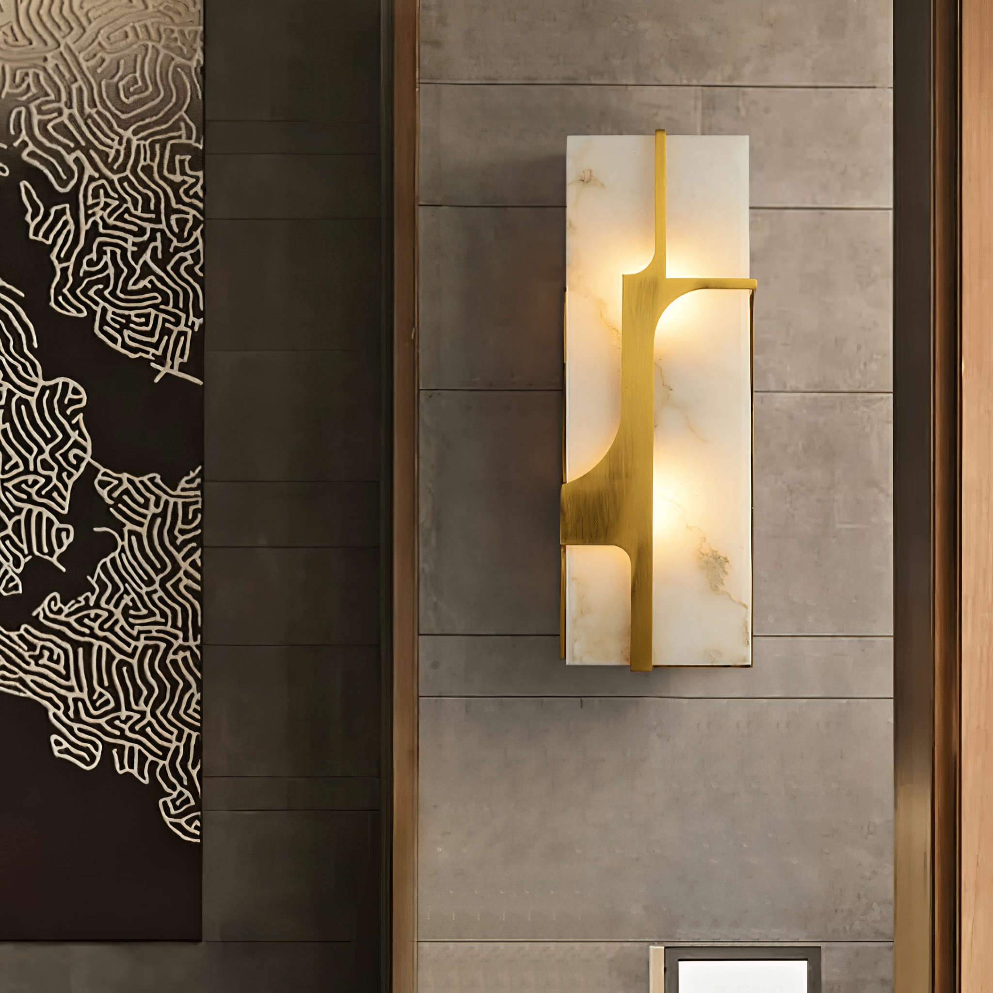 Ocarionis Geometric Alabaster Wall Light - Letslighting