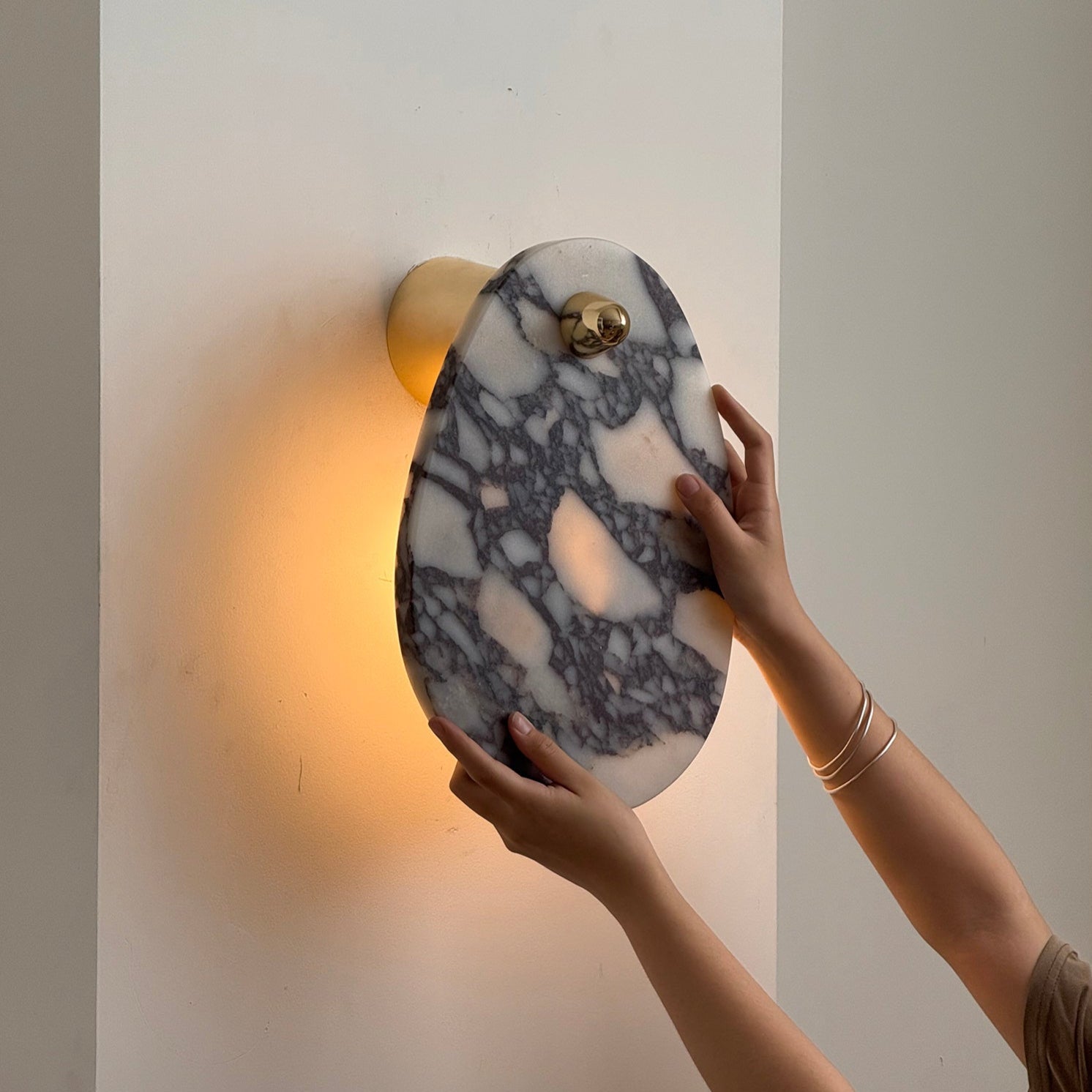 Norduvys Modern Luxurious Metal Marble Wall Lamp - Lamp Copper