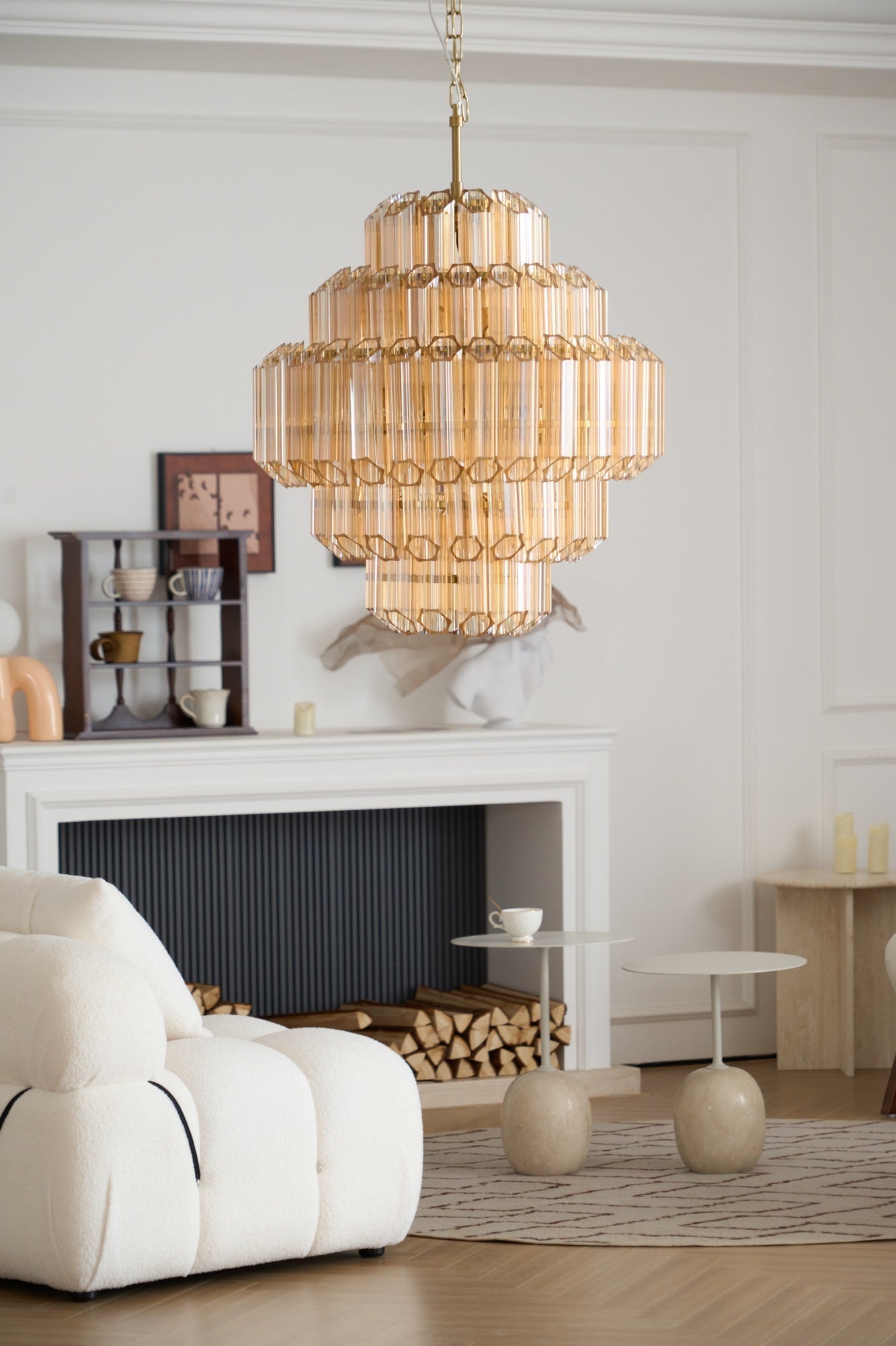 Aurora Chandelier Aurum Cascade Murano Glass Prism Art - Blowlighting