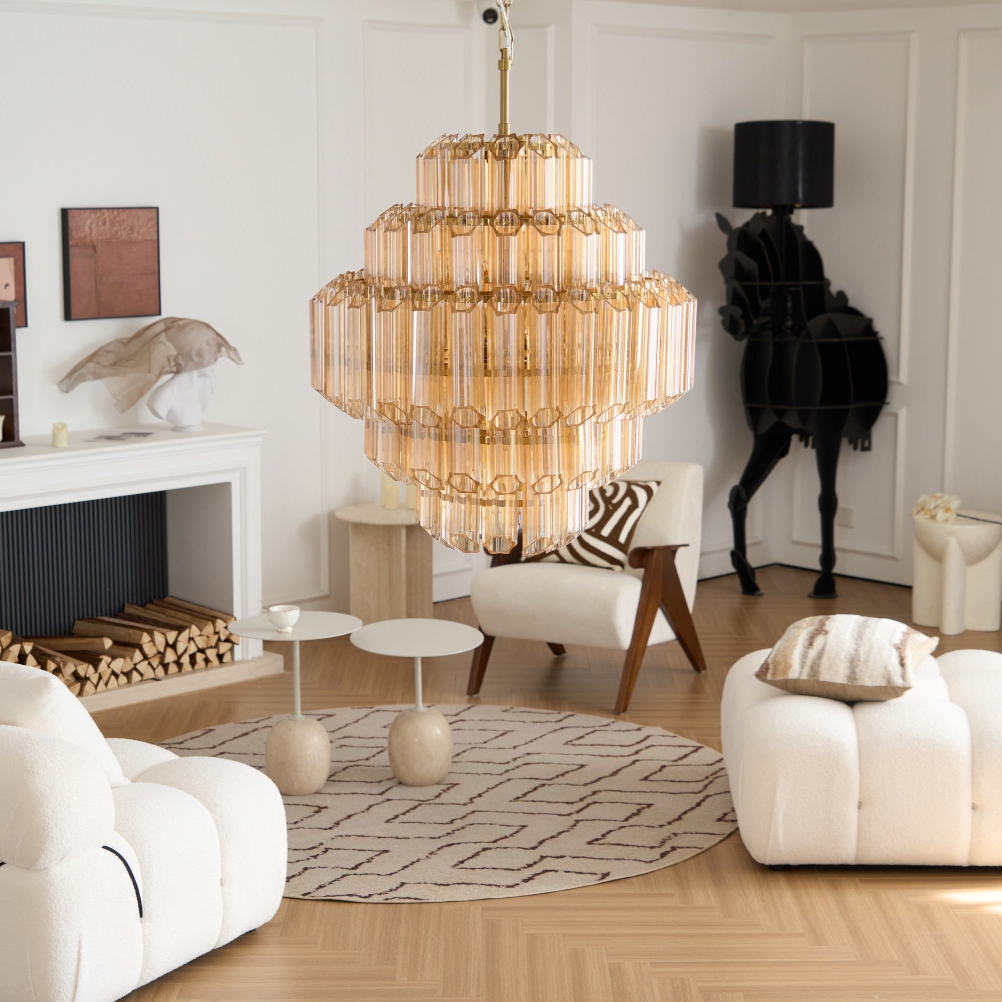 Aurora Chandelier Aurum Cascade Murano Glass Prism Art - Blowlighting