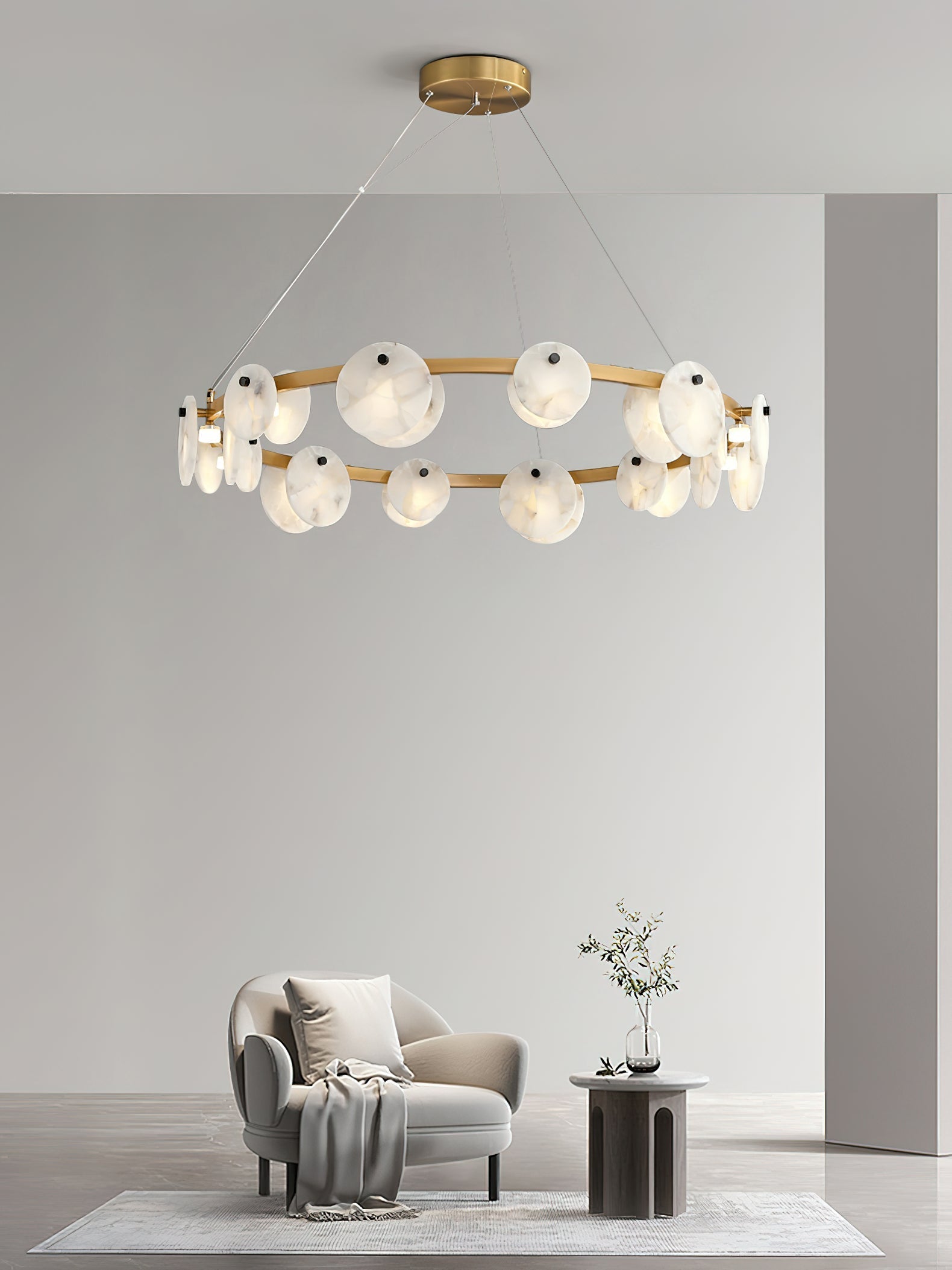 Ostruvys Postmodern Luxury Brass Alabaster Chandelier - Lamp Copper
