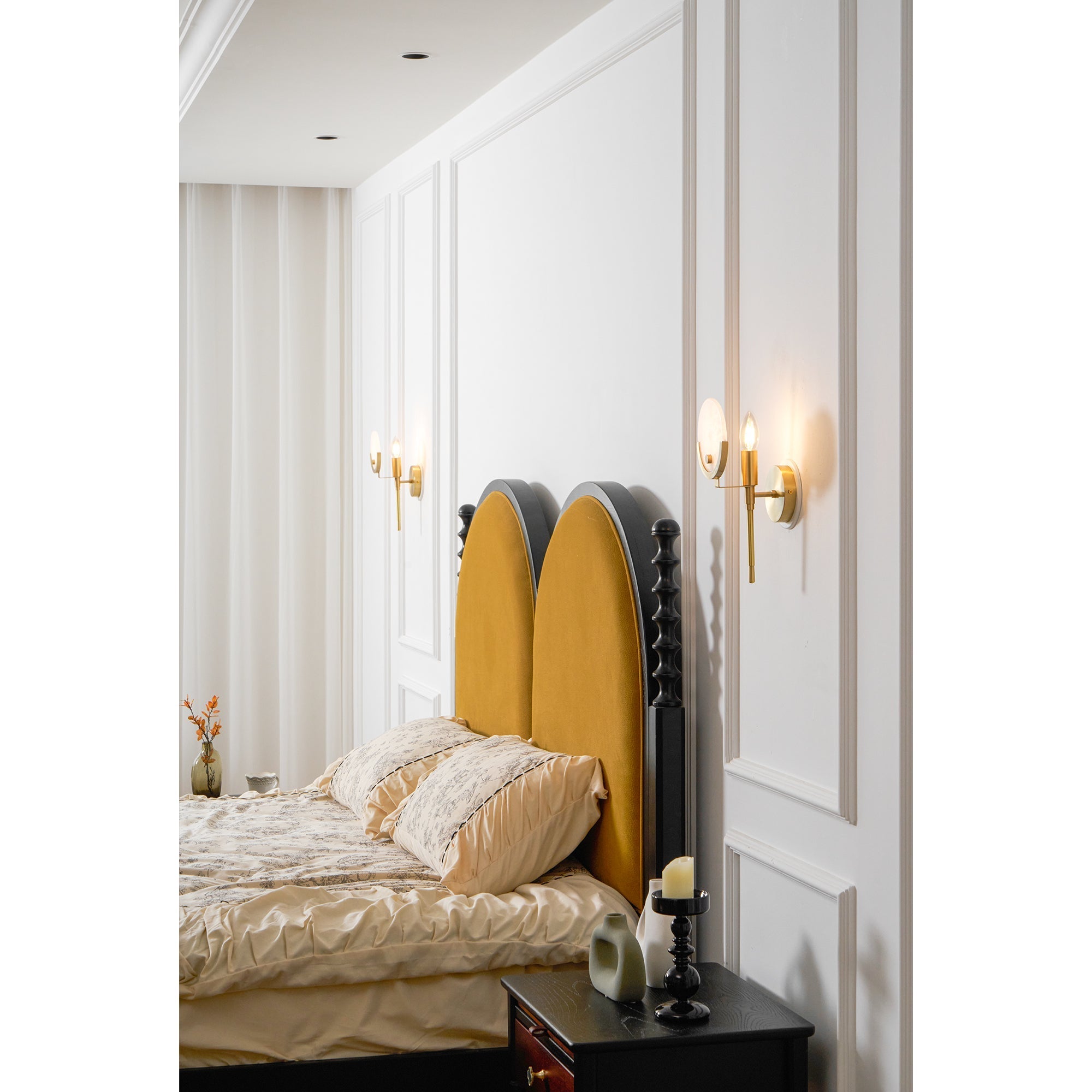 Ljomuvyo Modern Minimalist Brass Alabaster Sconce Wall Lamp - Lamp Copper