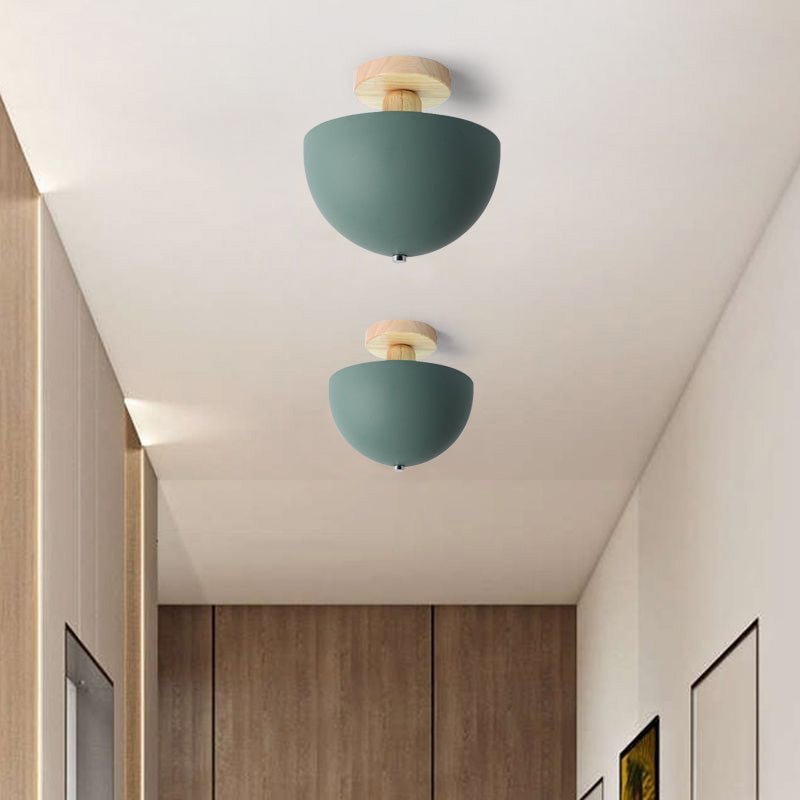 Muto Dôme Moderne LED Plafonnier Blanc/Gris Bois/Métal Salle d'étude
