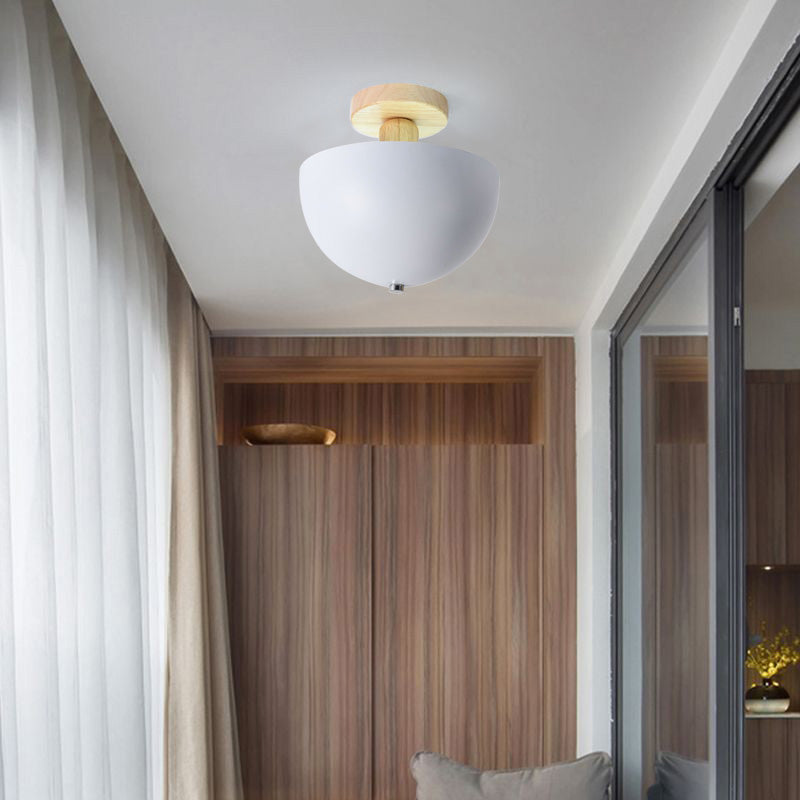 Muto Dôme Moderne LED Plafonnier Blanc/Gris Bois/Métal Salle d'étude