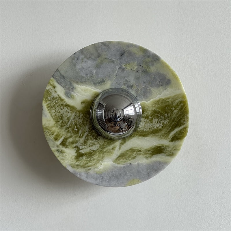 Evvarel Modern Minimalist Green Marble Metal Sconce Wall Lamp - Lamp Copper