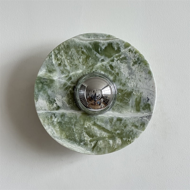 Evvarel Modern Minimalist Green Marble Metal Sconce Wall Lamp - Lamp Copper