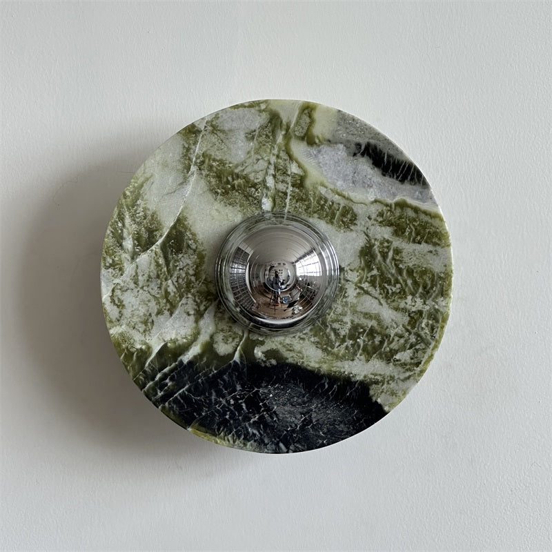 Evvarel Modern Minimalist Green Marble Metal Sconce Wall Lamp - Lamp Copper