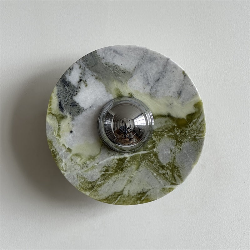 Evvarel Modern Minimalist Green Marble Metal Sconce Wall Lamp - Lamp Copper