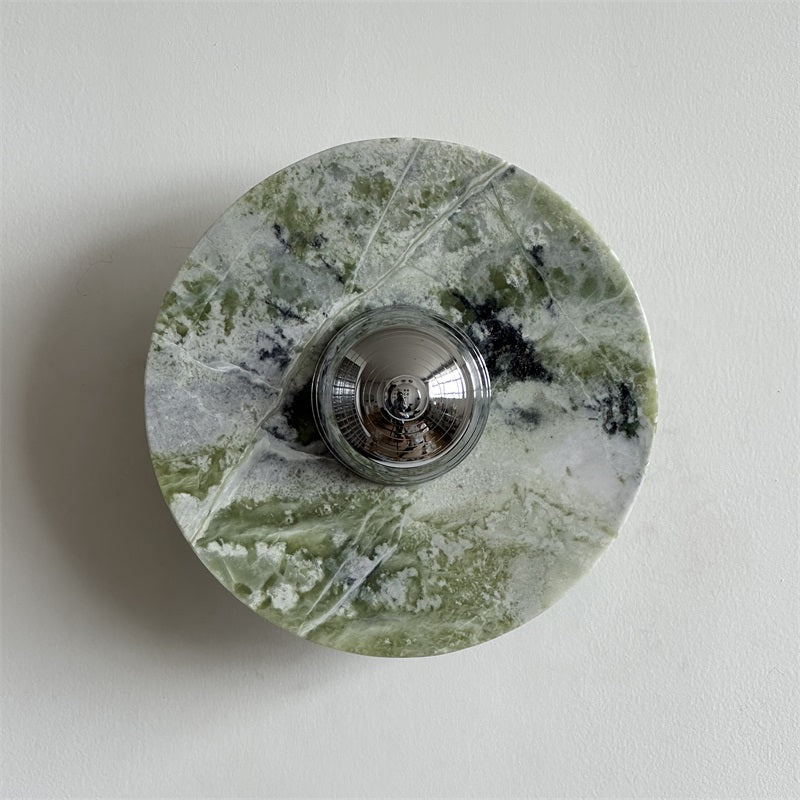 Evvarel Modern Minimalist Green Marble Metal Sconce Wall Lamp - Lamp Copper