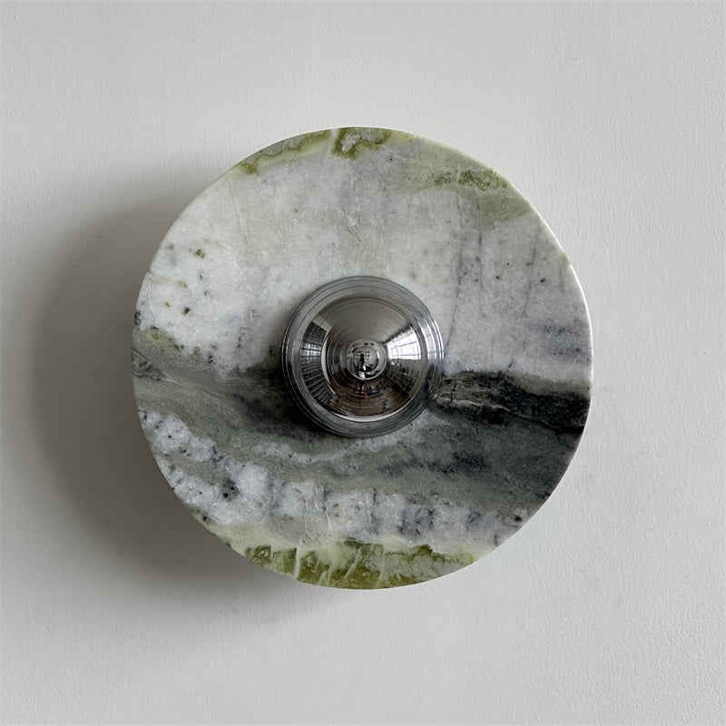 Evvarel Modern Minimalist Green Marble Metal Sconce Wall Lamp - Lamp Copper
