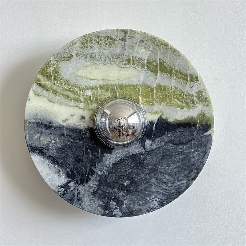 Evvarel Modern Minimalist Green Marble Metal Sconce Wall Lamp - Lamp Copper