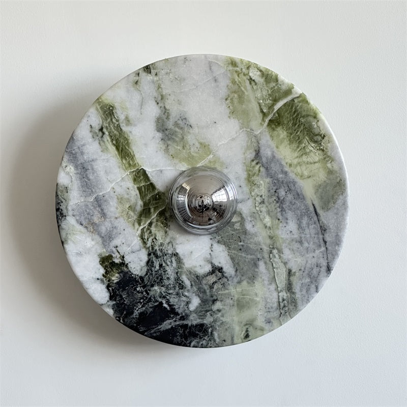 Evvarel Modern Minimalist Green Marble Metal Sconce Wall Lamp - Lamp Copper