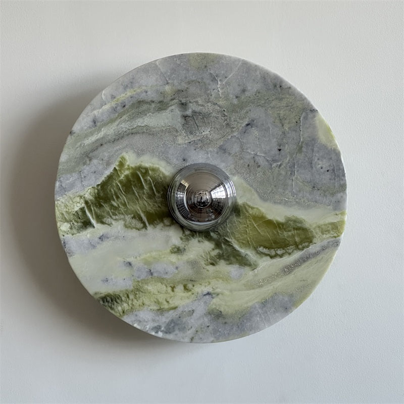 Evvarel Modern Minimalist Green Marble Metal Sconce Wall Lamp - Lamp Copper