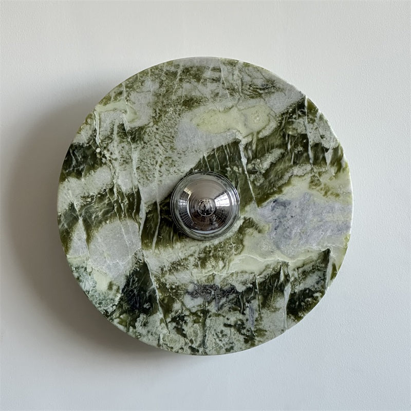 Evvarel Modern Minimalist Green Marble Metal Sconce Wall Lamp - Lamp Copper