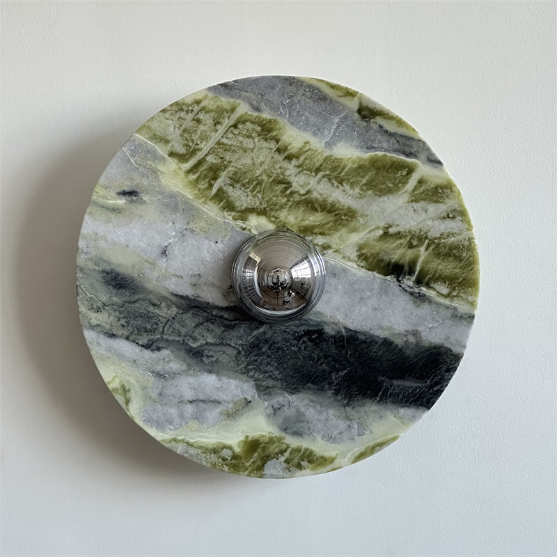 Evvarel Modern Minimalist Green Marble Metal Sconce Wall Lamp - Lamp Copper