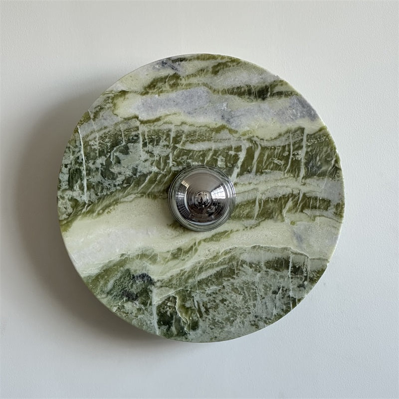 Evvarel Modern Minimalist Green Marble Metal Sconce Wall Lamp - Lamp Copper