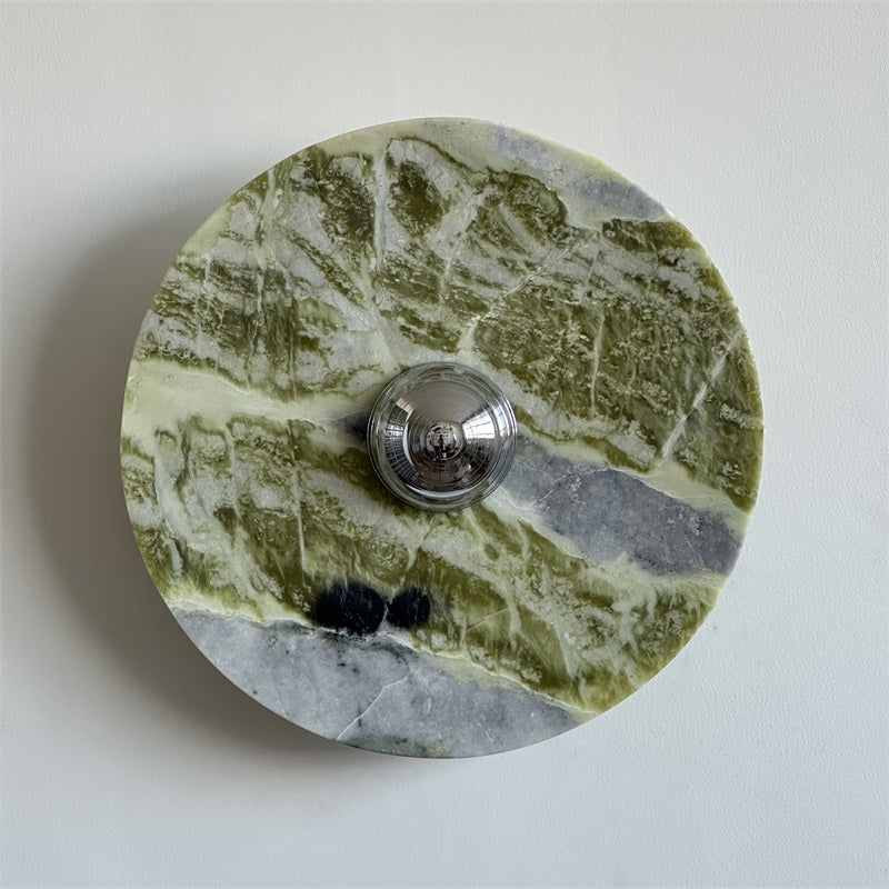Evvarel Modern Minimalist Green Marble Metal Sconce Wall Lamp - Lamp Copper