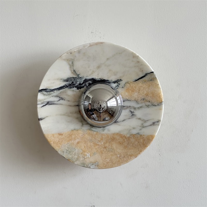 Alba Modern Minimalist Chrome Marble Metal Wall Lamp - Lamp Copper