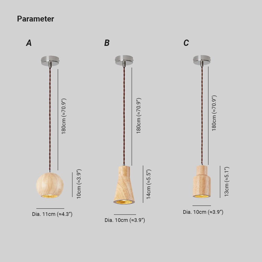 Muto Cottage Installer LED Suspension Bois Cuisine/Chambre à coucher